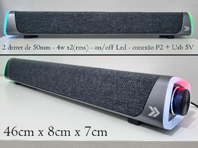 Soundbar Gaming Rgb 4w x2 (rms) - Novo