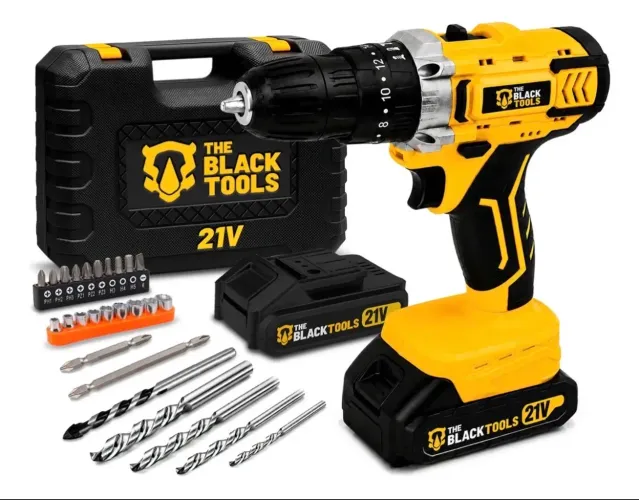 Furadeira E Parafusadeira De Impacto The Black Tools Com Maleta