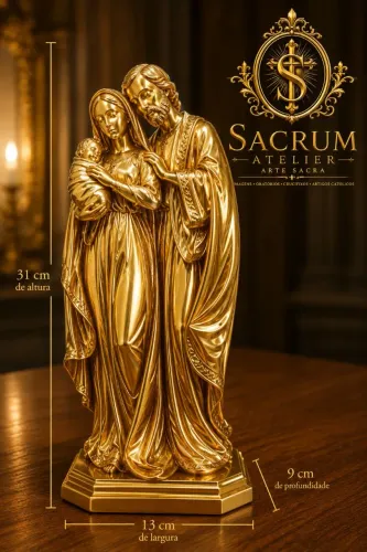 Sagrada Família Entalhada dourada em gesso premium e verniz automotivo