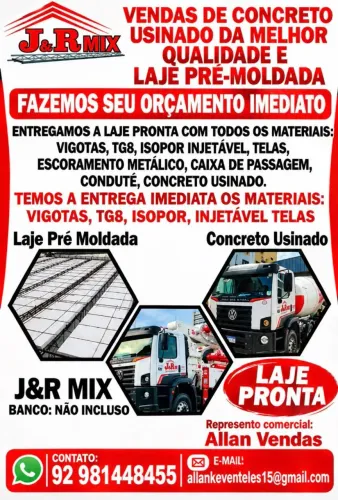 LAJES PRÉ MOLDADA E CONCRETO USINADO