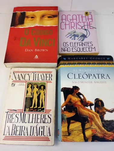 Kit Lote 4 Livros Suspense & Ficção (O Código Da Vinci, Agatha Christie, Cleópatra)