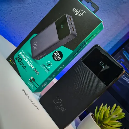 Power Bank 20000mAh ELG PB200BK Carga Rápida USB-C Display Preto