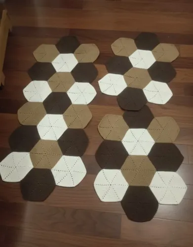 Jogo de tapete hexagonal - 3 peças 