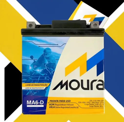 Bateria Moto Moura 6ah Original Fazer Cb250 Cb300<br>+ 4.8