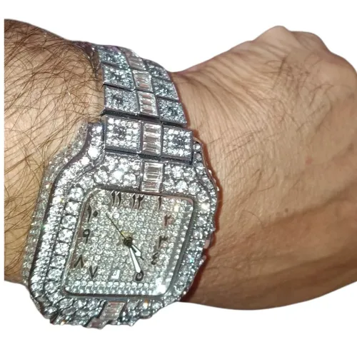 Relógio Unisex Diamante Zoryn encrustado em diamante , 40mm, aprova d'água, cristal ,Inox