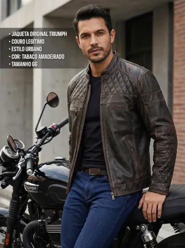 Jaqueta De Couro Masculina Triumph Original! (Usado)