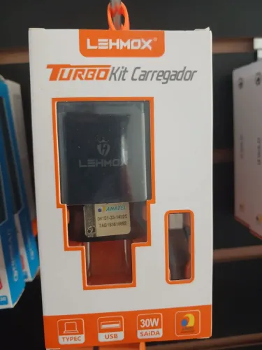 Kit Carregador Turbo Lehmox 30W Tipo-C + USB Homologado Anatel