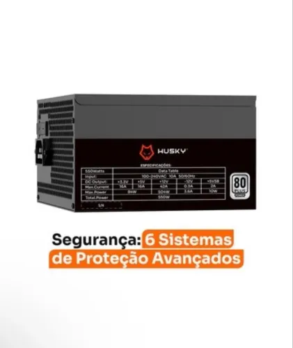 Fonte Husky Sledger 550W Certificada 80 PLUS