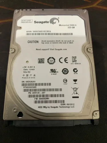 HD Seagate 320Gb Funcionou perfeitamente, formatado e pronto pra uso.