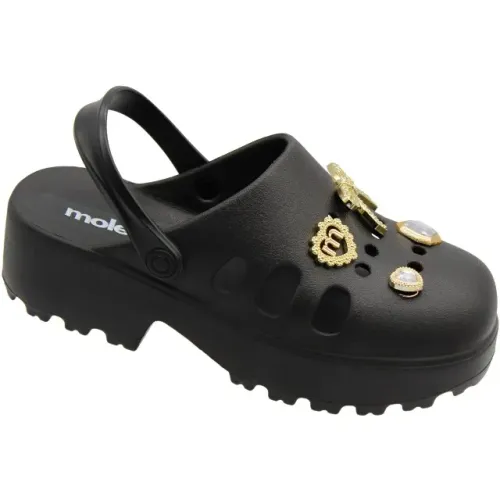 Clog Salto Plataforma Moleca Apliques EVA Tratorada Feminina
