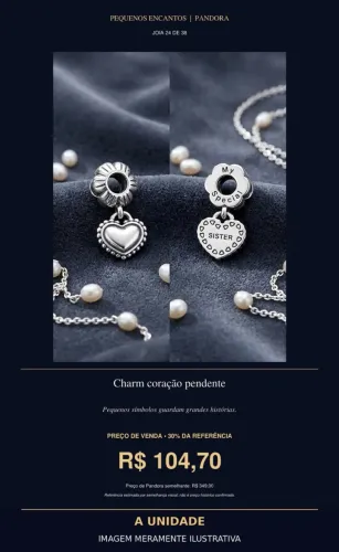 Charm coração pendente