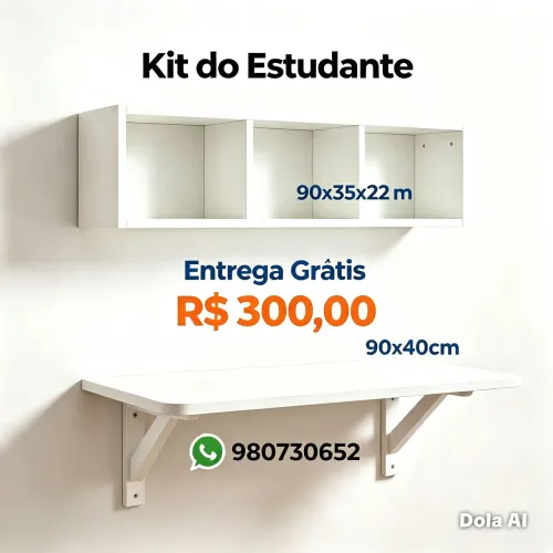 Kit do estudante MDF bancada + nicho