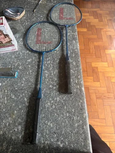 02 Raquetes Badminton Peteca Leader (Azuis) 