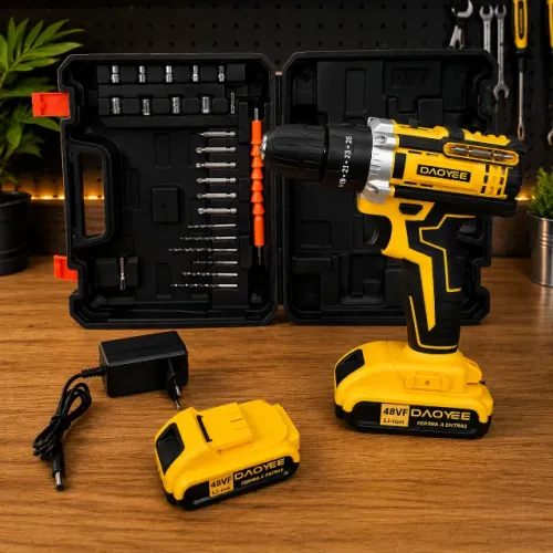 Kit Parafusadeira Furadeira de Impacto Sem Fio 48V Profissional com 2 Baterias - Nova