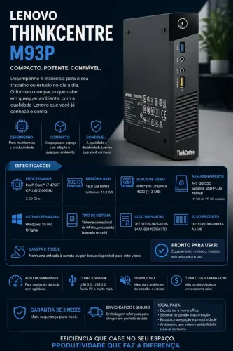 Lenovo Think Centre M93P i7 16 Gb Ram SSD 480