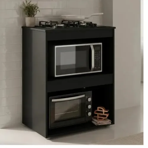 Balcão Multiuso para Cozinha com Nichos para Micro-ondas e Eletroportáteis