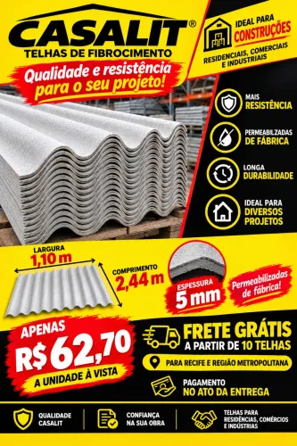 TELHA DE FIBROCIMENTO 5mm