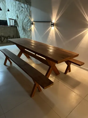 Mesa Rústica Maciça Da Tora Pronta Entrega