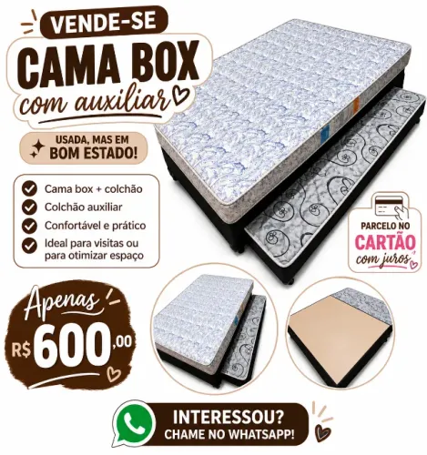 Cama de casal com base com auxiliar