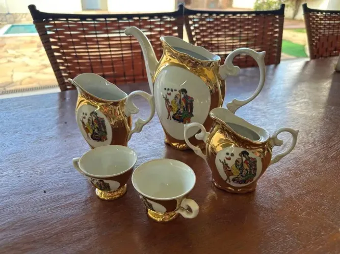 Antigo Jogo de Chá e Café Chines Porcelana Schmidt Catarina Anos 60/70