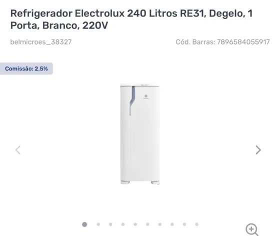 Geladeira Electrolux 240 litros RE31 Degelo 1 Porta 220w
