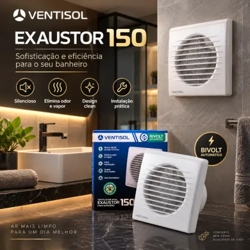 Exaustor para Banheiro Ventisol 150mm Bivolt - Novo