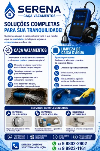 CAÇA VAZAMENTO/ VAZAMENTOS/ LIMPEZA DE CAIXA D ÁGUA