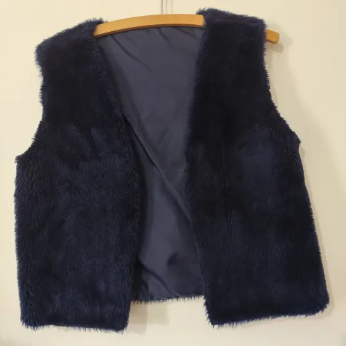 Colete de Pelo Sintético Azul Marinho Pelúcia - Tam G inverno