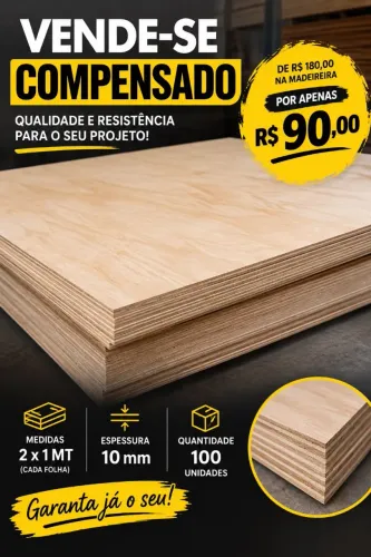 Compensado no tamanho 2m X 1m X 10mm