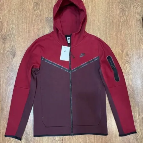 nike sportswear tech fleece zip-up hoodie red burgundy bordô vinho blusa jaqueta moletom