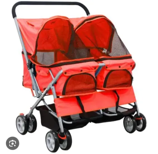 Carrinho De Passeio Para Cachorro Pet Modelo Duplo Vermelho