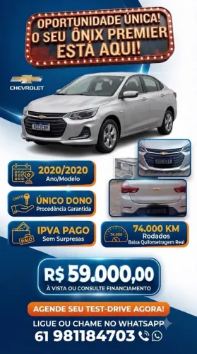 Chevrolet Onix Sedan Plus Premier 1.0 12V TB Flex Aut. 4P 2020