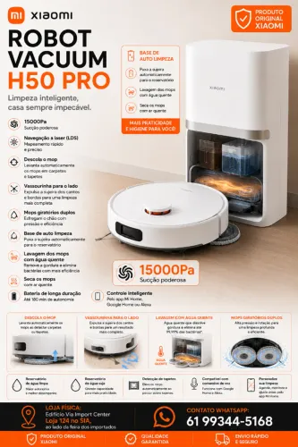 H50 Pro, Robô Xiaomi 220W Novo, Loja Física, Garantia, Parcelamos, Entregamos + Brinde