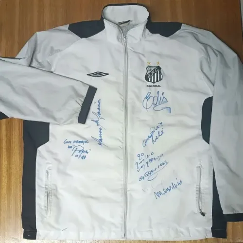 Blusa Jaqueta Autografada Santos Umbro 2006 Ídolos Pepe Edu Lalá Manoel Maria Tamanho GG