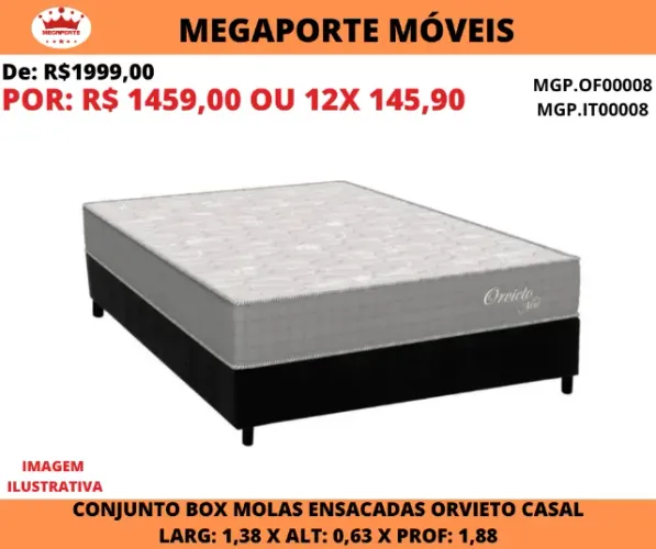Conjunto Box Casal Molas Ensacadas Orvieto New