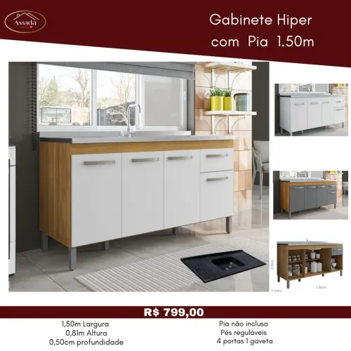 Gabinete de cozinha hiper 1,50m