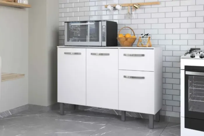 Balcão de Cozinha Mila Fiorello Branco - Entrega Rápida!