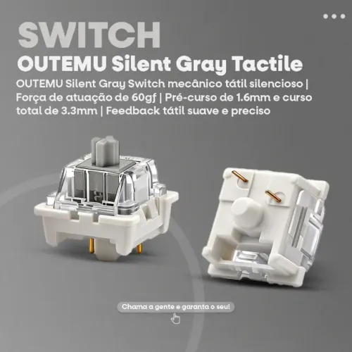 Switch Outemu Silent Gray 70pcs | 3 Pinos | Feedback Tátil silencioso -Entrega Gratis-