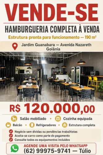 Hamburgueria com 190 m2 completa à venda no Setor Guanabara - Goiânia
