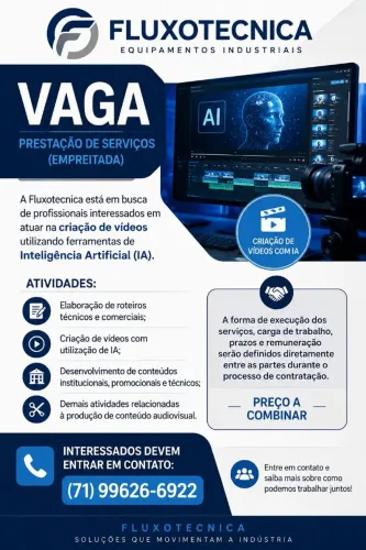 Vaga de emprego criação de vídeos