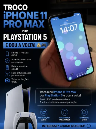 Troca iPhone 11 Pro por ps5 dou a volta