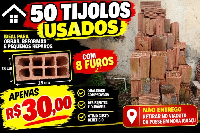50 tijolos usados 20x30