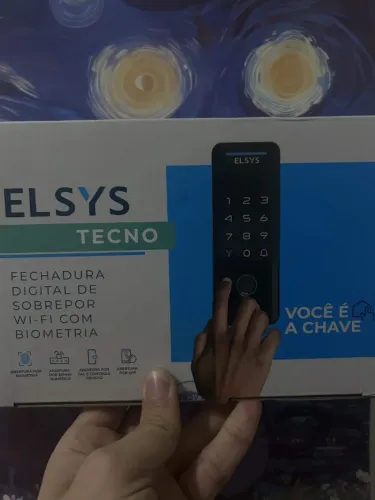 (Lacrado) Fechadura Digital de Sobrepor ELSYS, Bluetooth, Com Biometria - ESF-DS4100