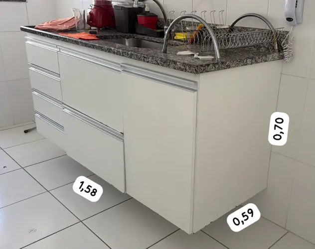 Armário de cozinha bancada de pia MDF bem conservado