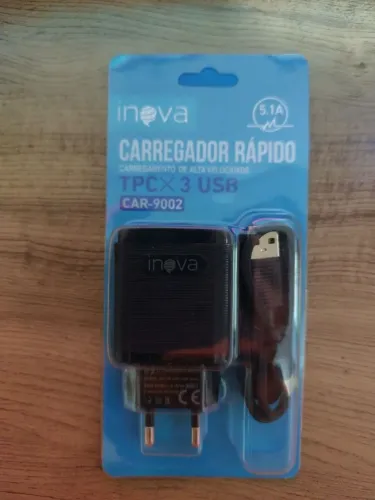 carregador rápido inova 3 usb tipo c