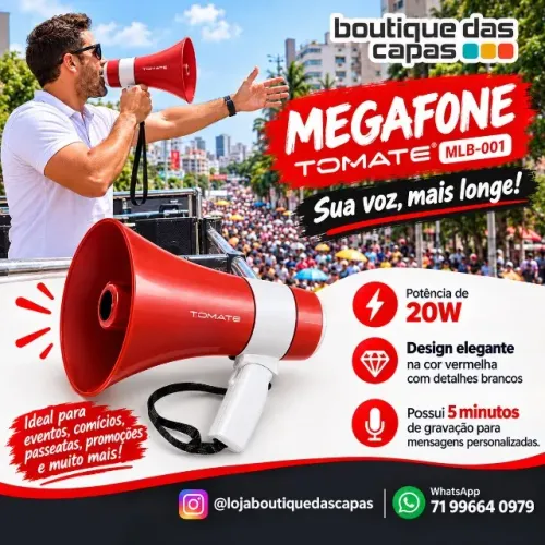 Megafone portátil Tomate MLB-001 gravação de áudio com alta definição 30 min por 30