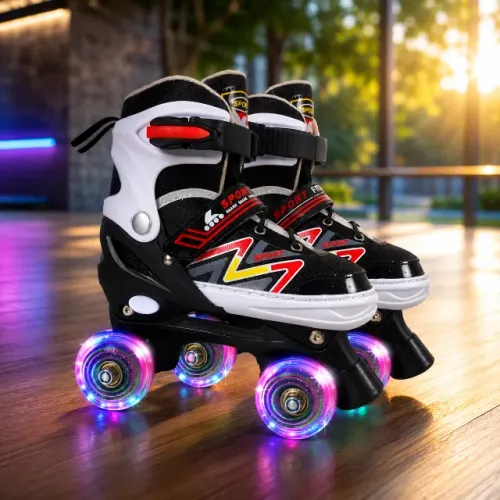 Patins Masculino 4 Rodas Com Led Brilhante Regulável 