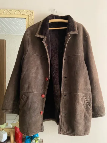 Casaco Vintage unissex em Couro Legítimo Argentino + Pele Natural XL
