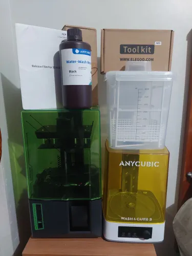 Kit Impressora 3D Resina Elegoo Mars 5 + Wash & Cure Anycubic + Resina 1L