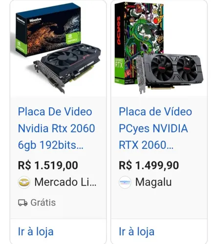 Vendo placa de video 2060 6 gb, semi nova